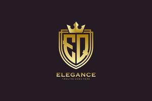 iniziale eq elegante lusso monogramma logo o distintivo modello con pergamene e reale corona - Perfetto per lussuoso il branding progetti vettore