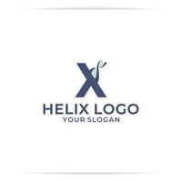 logo design lettera X dna o elica vettore