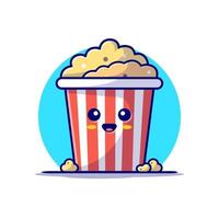 carino Popcorn cartone animato vettore icona illustrazione. cibo e oggetto icona concetto isolato premio vettore. piatto cartone animato stile