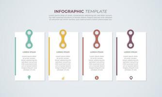 Infografica design con 4 passaggi per dati visualizzazione, diagramma, annuale rapporto, ragnatela disegno, presentazione. vettore attività commerciale modello