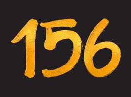 156 numero logo vettore illustrazione, 156 anni anniversario celebrazione vettore modello, 156° compleanno, oro lettering numeri spazzola disegno mano disegnato schizzo, numero logo design per Stampa, t camicia