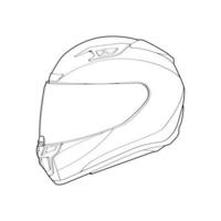 modello casco pieno viso, linea arte casco vettore illustrazione, linea arte vettore, casco vettore