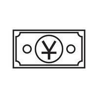 Cinese yuan moneta simbolo banconota schema icona. vettore