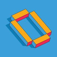 lettera o isometrico colorato cubi 3d design vettore