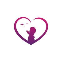 bambino amore e cura amore logo design vettore