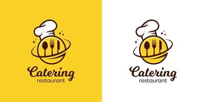ristorante cibo capocuoco logo disegno, vettore pianeta cibo ristorazione logo modello