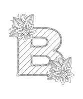 alfabeto colorazione pagina con floreale stile. abc colorazione pagina - lettera B gratuito vettore