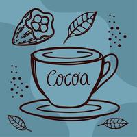 cacao lettering con tazza vettore