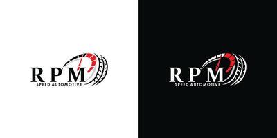 velocità rpm logo design per settore automobilistico con creativo concetto premio vettore