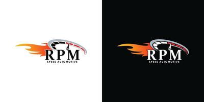 velocità rpm logo design per settore automobilistico con creativo concetto premio vettore