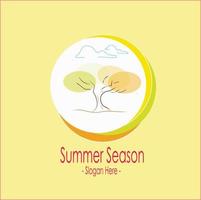 illustrazione di estate o caldo stagione logo nel cerchio isolato nel giallo sfondo, per promozione azienda nome vettore