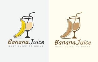Banana succo frutta succo con bicchiere vettore logo