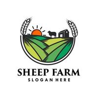 agricoltura con pecora azienda agricola logo modello vettore illustrazione
