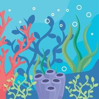 corallo scogliera e alga marina vettore