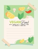 vegano cibo menù carta vettore