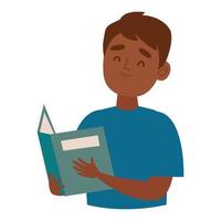 latino ragazzo lettura libro vettore