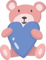 mano disegnato orsacchiotto orso e cuore illustrazione vettore