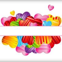 sfondo di San Valentino vettoriale con cuori a righe, illustrazione di design.
