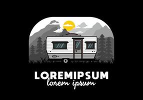 lacrima furgone camper illustrazione distintivo design vettore