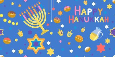 contento hanukkah senza soluzione di continuità modello vettore illustrazione su blu sfondo