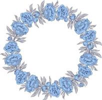 il giro telaio con blu peonie fiori, mano disegnato vettore illustrazione
