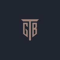 gb iniziale logo monogramma con pilastro icona design vettore