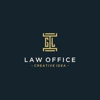 gl iniziale logo monogramma design per legale, avvocato, procuratore e legge azienda vettore