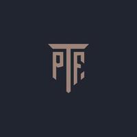 pf iniziale logo monogramma con pilastro icona design vettore