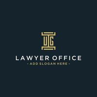 ug iniziale logo monogramma design per legale, avvocato, procuratore e legge azienda vettore
