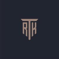 rk iniziale logo monogramma con pilastro icona design vettore