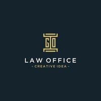 partire iniziale logo monogramma design per legale, avvocato, procuratore e legge azienda vettore