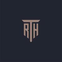 rh iniziale logo monogramma con pilastro icona design vettore