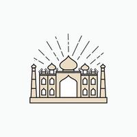 moschea linea disegnare - taj Mahal linea disegnare e silhouette - Sette Meraviglia di il mondo vettore