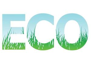 eco logo con erba e cielo, ecologia - vettore