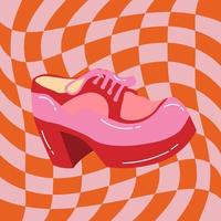 Vintage ▾ scarpa nel rosa colore con lacci e tacco vettore