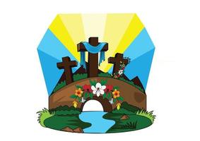 religioso Pasqua vettore illustrazione con luci sfondo