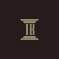 tr monogramma iniziale logo per studio legale con pilastro design vettore