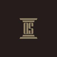 qs monogramma iniziale logo per studio legale con pilastro design vettore