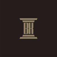 bk monogramma iniziale logo per studio legale con pilastro design vettore