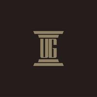 ug monogramma iniziale logo per studio legale con pilastro design vettore