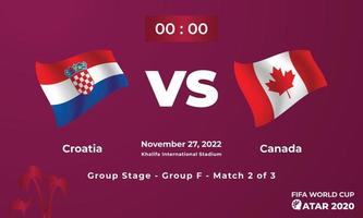 Croazia vs Canada calcio modello di corrispondenza, fifa mondo tazza nel Qatar 2022 vettore