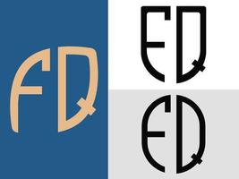 creativo iniziale lettere fq logo disegni fascio vettore