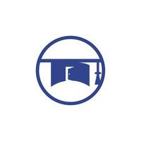 formazione scolastica scuola vettore logo design. la laurea berretto e camera icona design.