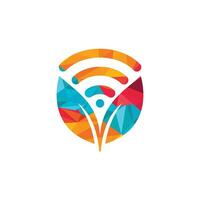 foglia natura Wi-Fi vettore logo design.