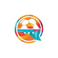 calcio parlare vettore logo design. gli sport Chiacchierare vettore logo design concetto.