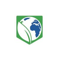 globo foglia vettore logo design. globale e naturale, biologico logotipo design modello.