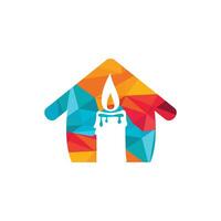 candela casa forma concetto logo design illustrazione. candela leggero romantico vettore logo design.