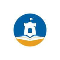 castello libro vettore logo design. unico libreria, biblioteca e fortezza logotipo design modello.
