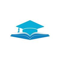 la laurea cappello e libro vettore logo modello. formazione scolastica logo concetto.