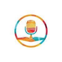 Podcast libro vettore logo design. formazione scolastica Podcast logo concetto.